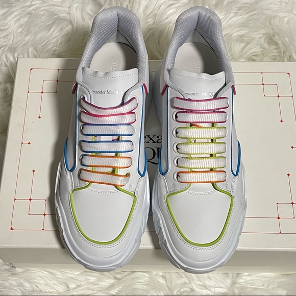 ‼️SOLD‼️Alexander McQueen Multicolor Outline Court Sneakers 38 - Picture 2 of 10